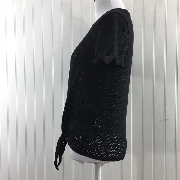 Texture & Thread Madewell Black Mesh Net Tie Front Shirt‎ Womens Small - Picture 4 of 11